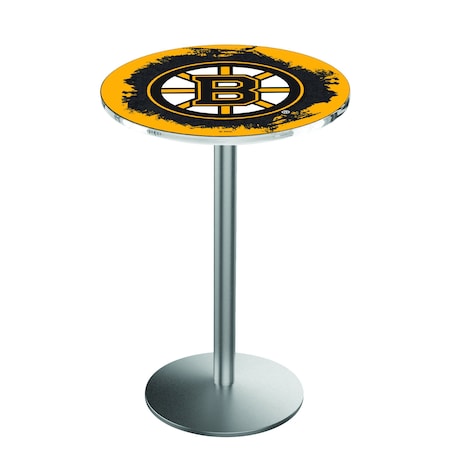 Holland Bar Stool Co 42" Stainless Steel Boston Bruins Pub Table L214S4228BosBru